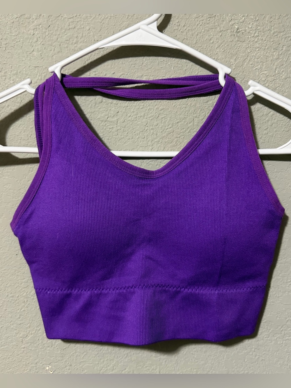 Purple Seamless Ribbed Cropped Tank Bralette